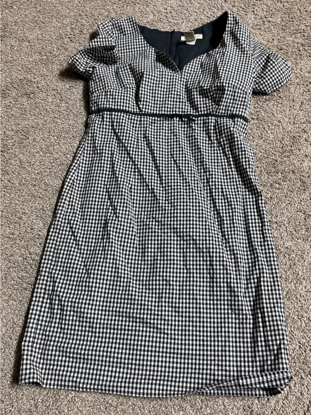 Eddie Bauer Ladies Sz 8 Black and White Gingham Midi Dress Vintage Y2K